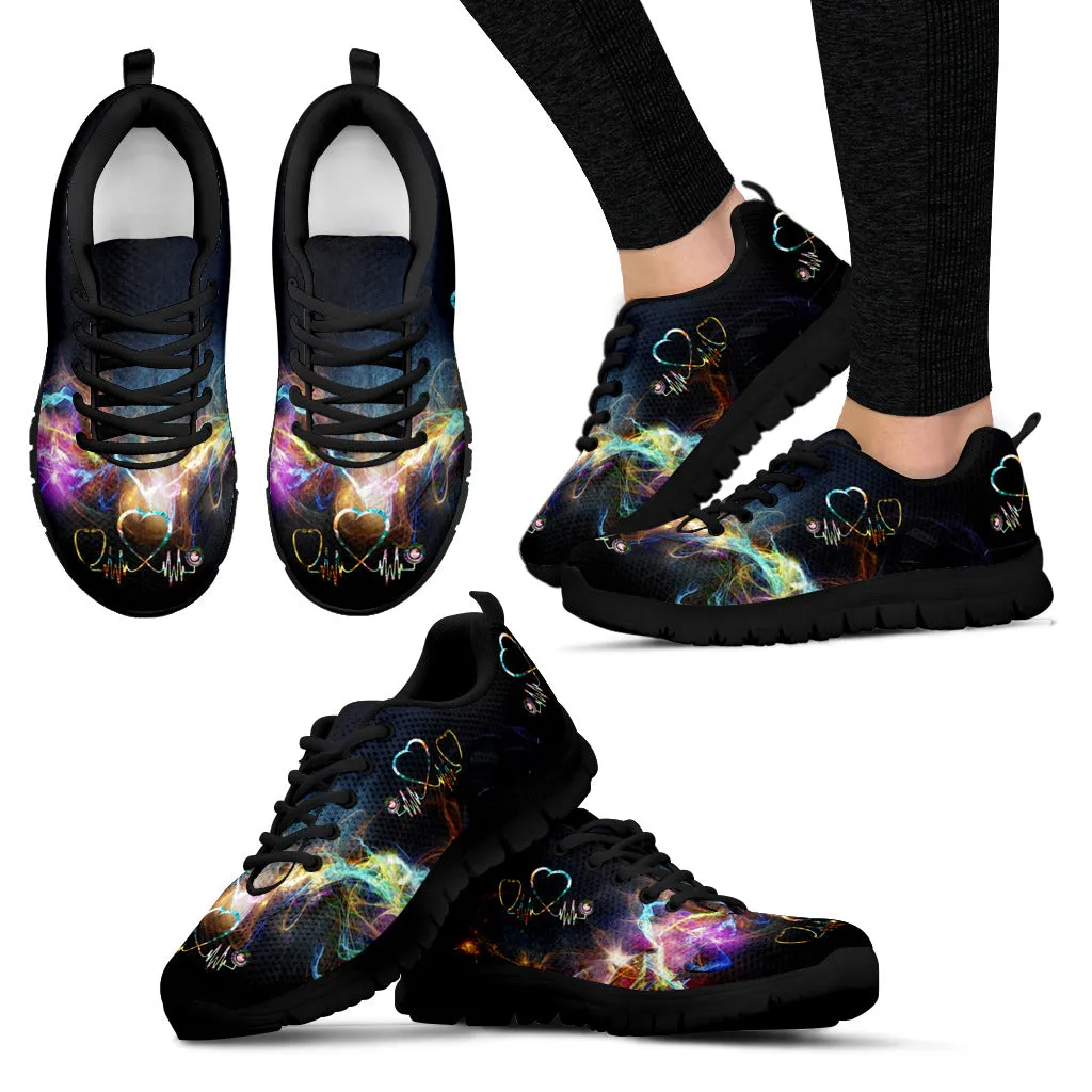 Nurse Watercolor Women's Sneakers Black Soles