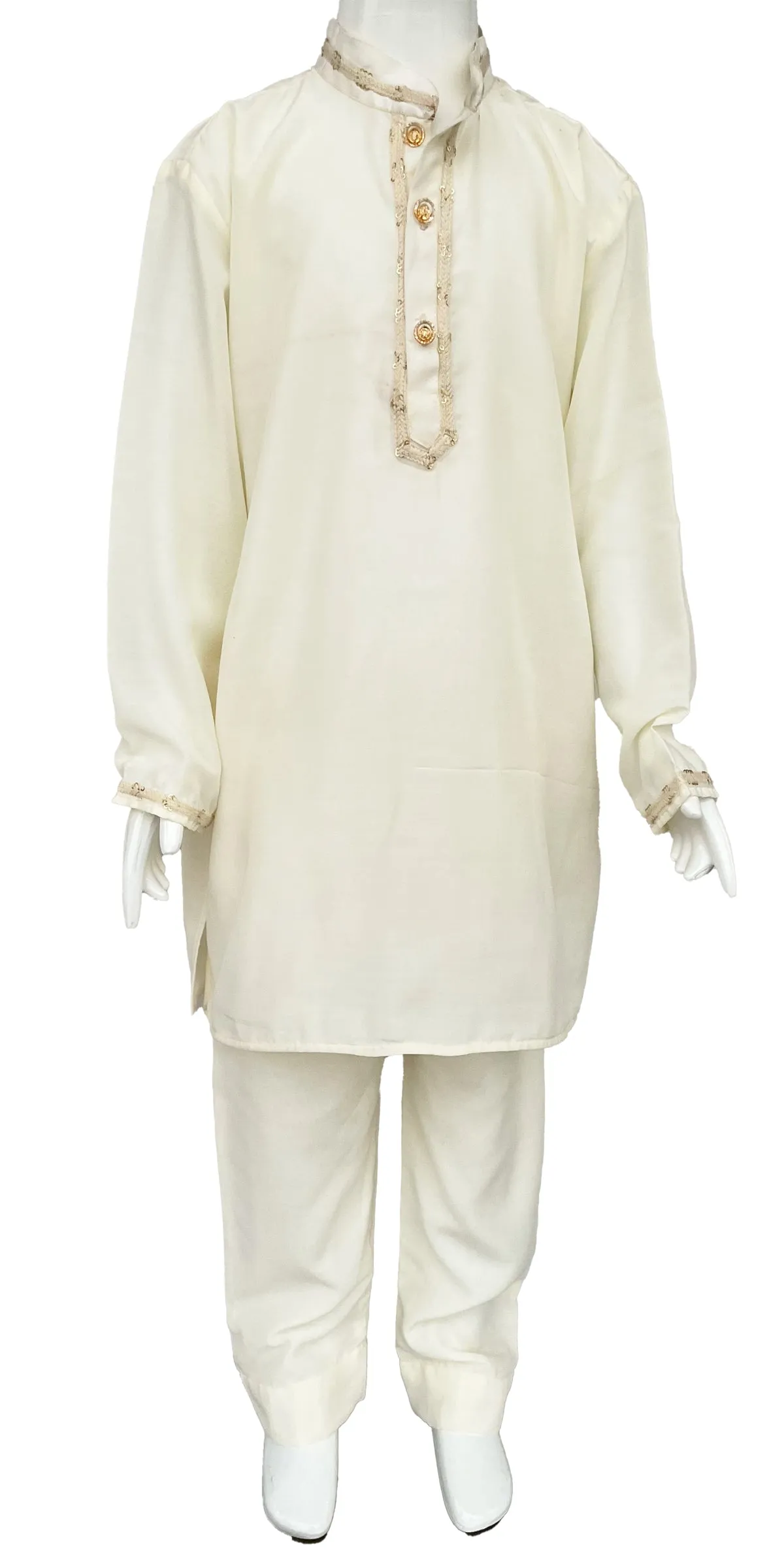 Off White Kurta Pajama with Jacket for Boys, with Hand Embroidery Indian Ethnic kids wear, Indian Boys Wear