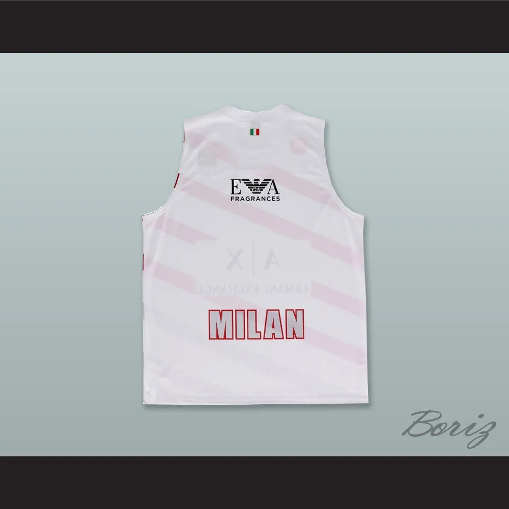Olimpia Milano Milan Italy White Basketball Jersey