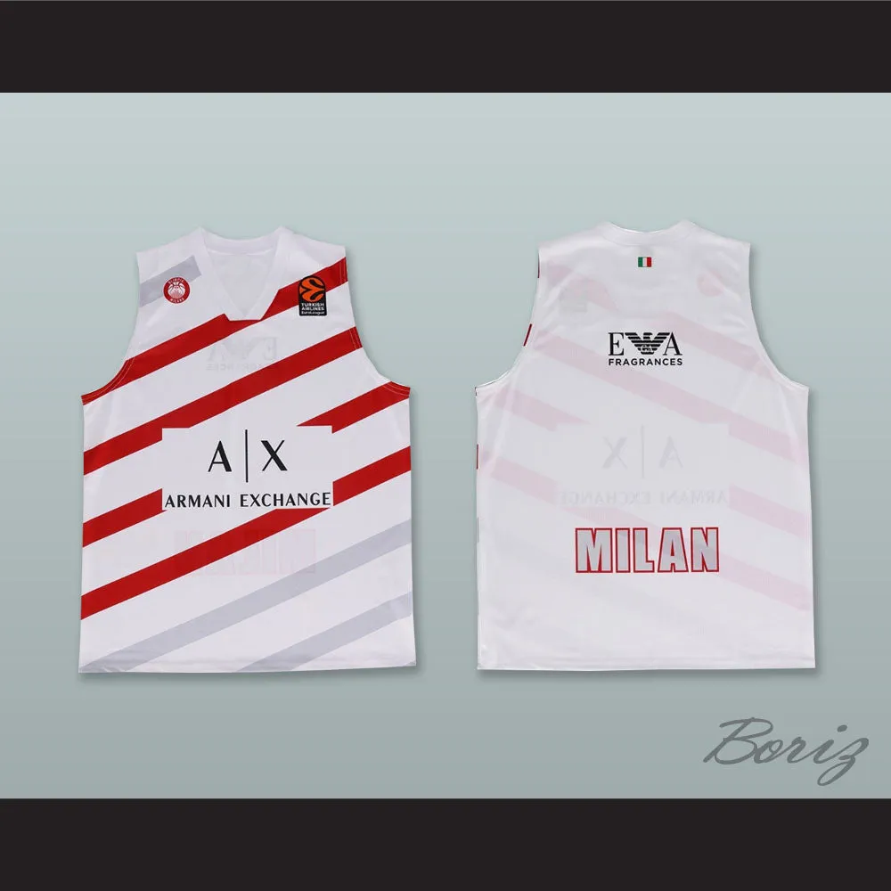 Olimpia Milano Milan Italy White Basketball Jersey
