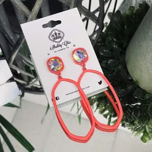 On the Rocks Earrings - AB Oval Coral
