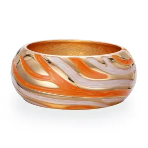 Orange Enamel & 18K Gold-Plated Abstract Bangle