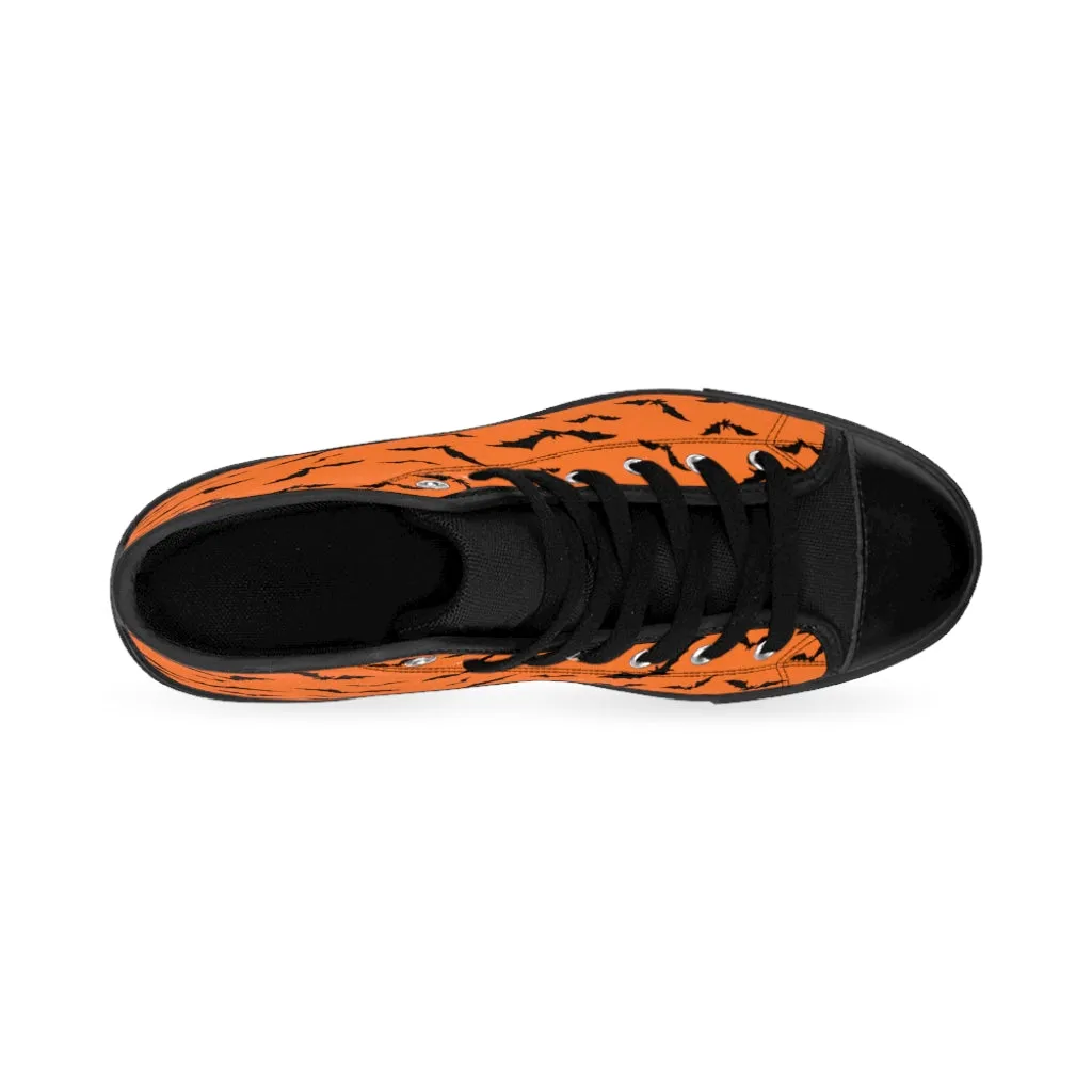Orange Women's High-top Sneakers w/ Flying Bats