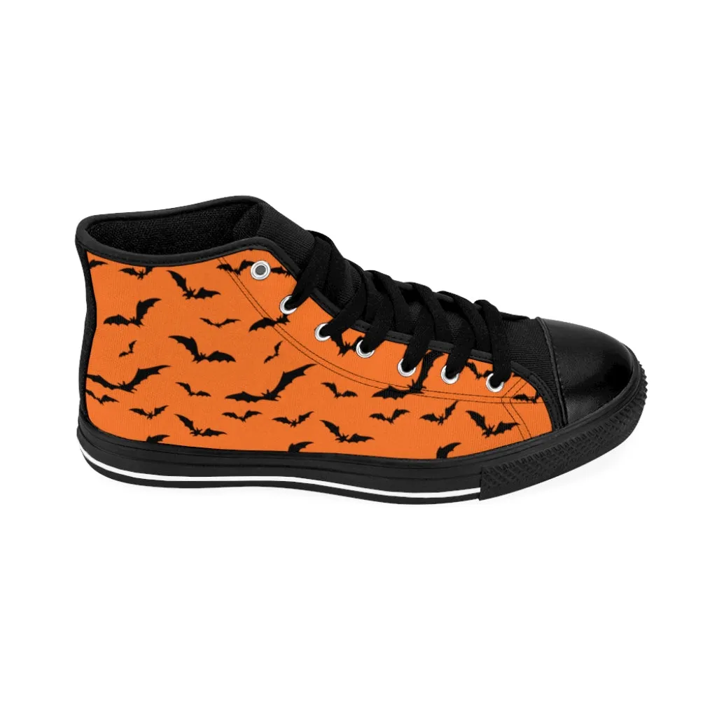 Orange Women's High-top Sneakers w/ Flying Bats