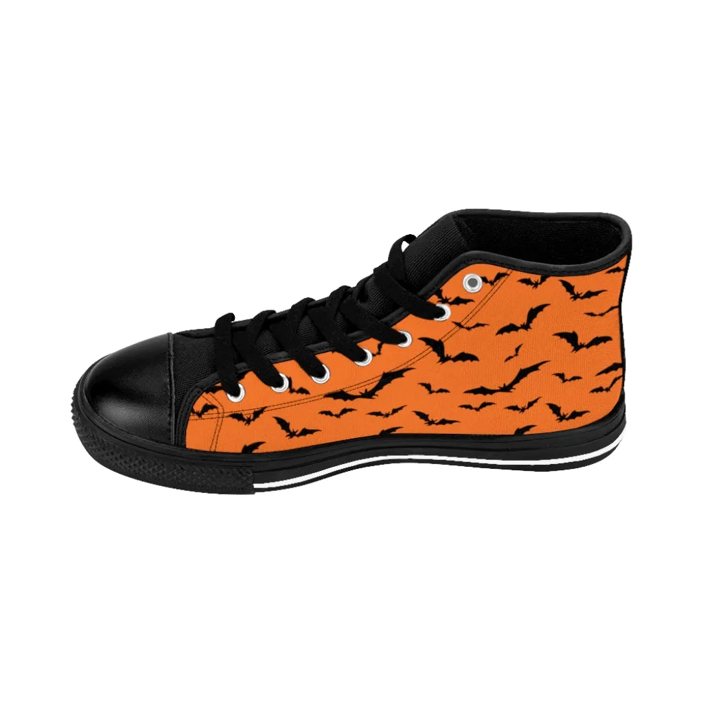 Orange Women's High-top Sneakers w/ Flying Bats