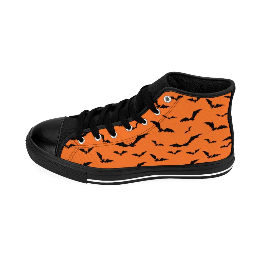 Orange Women's High-top Sneakers w/ Flying Bats