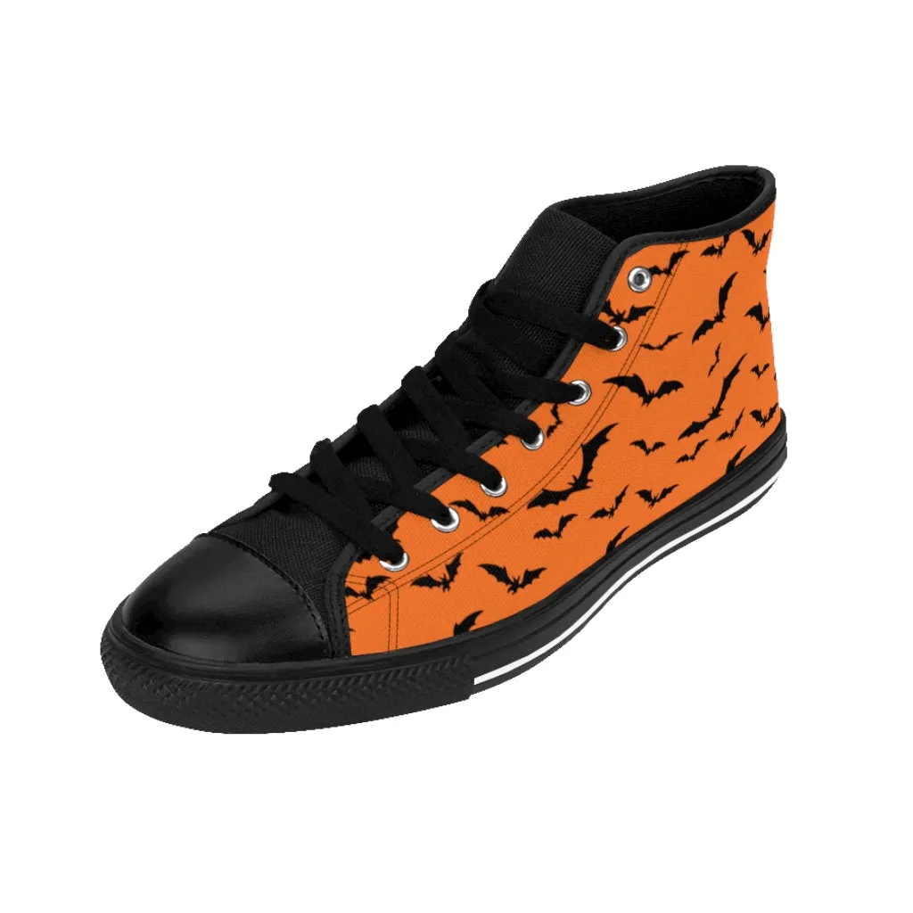 Orange Women's High-top Sneakers w/ Flying Bats