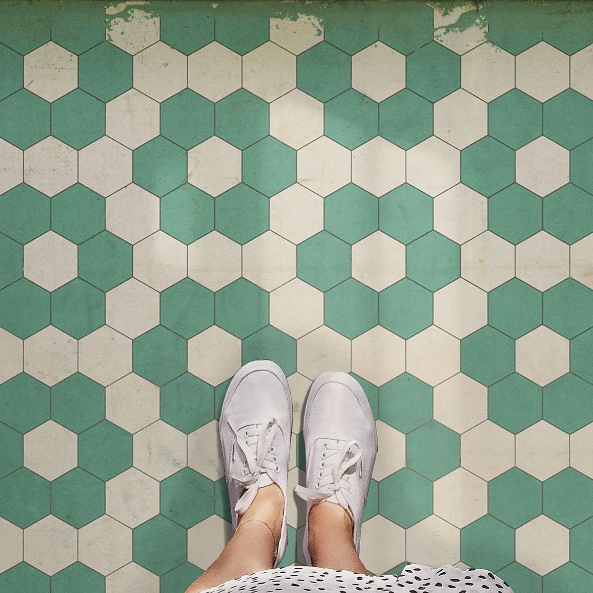 Pattern 02 "Water Lilies" Vinyl Floorcloth - Spicher & Co.