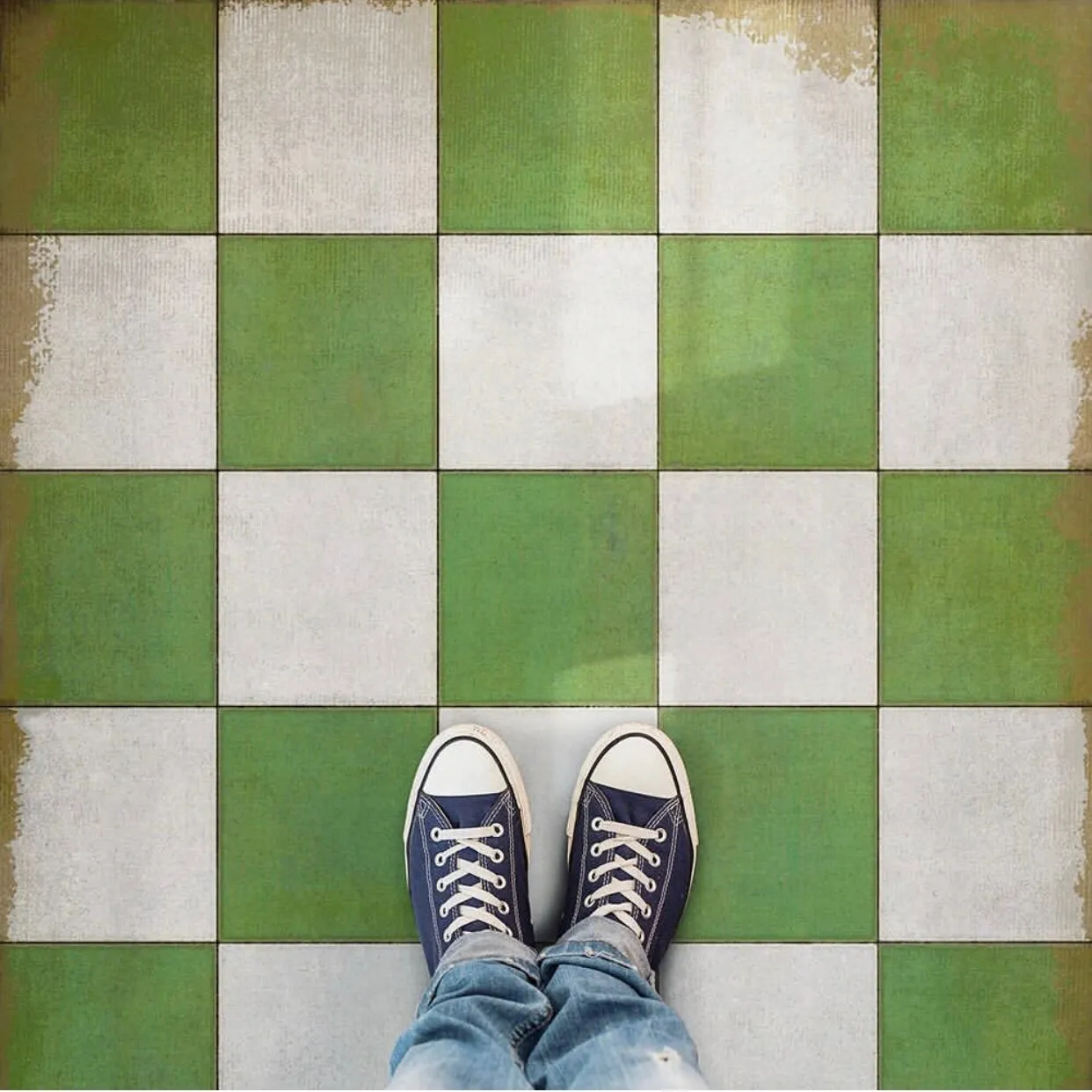 Pattern 07 "Check Please" Vinyl Floorcloth - Spicher & Co.