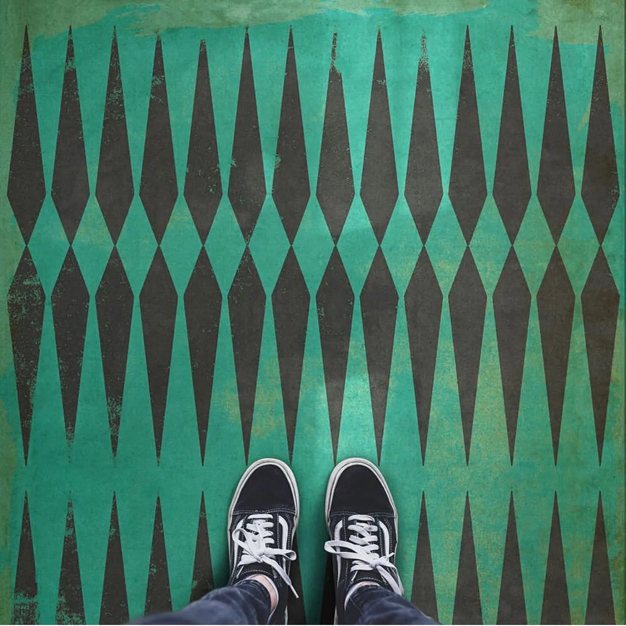 Pattern 08 "Frankenstein" Vinyl Floorcloth - Spicher & Co.
