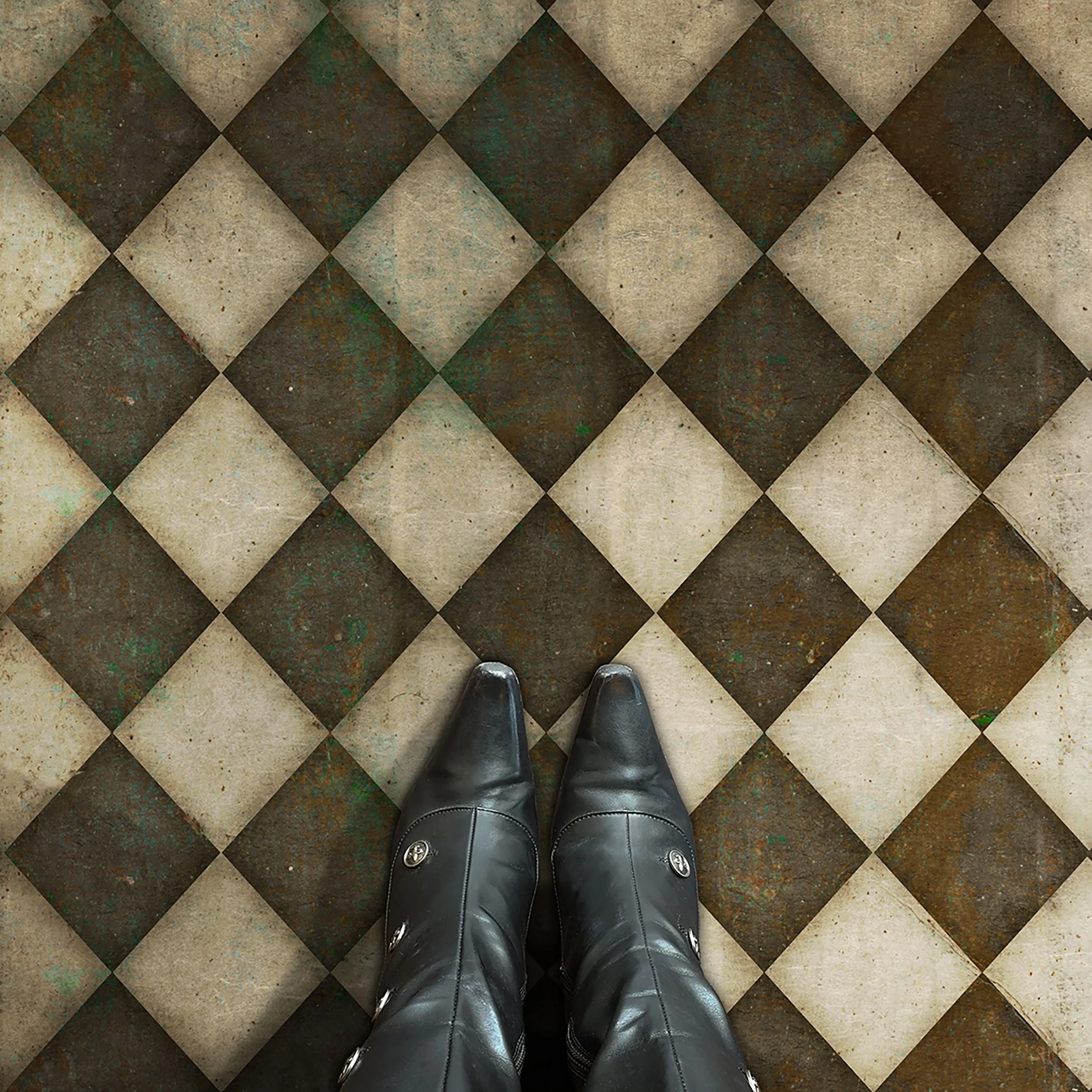 Pattern 09 "Checkmate" Vinyl Floorcloth - Spicher & Co.