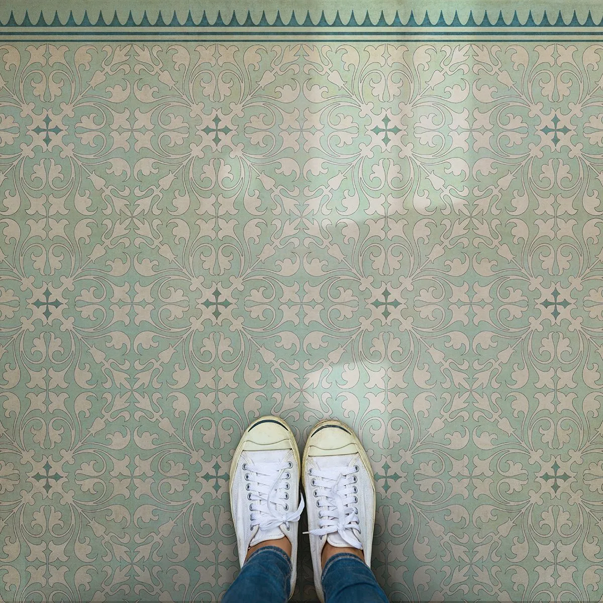 Pattern 21 "Alice In Wonderland" Vinyl Floorcloth - Spicher & Co.