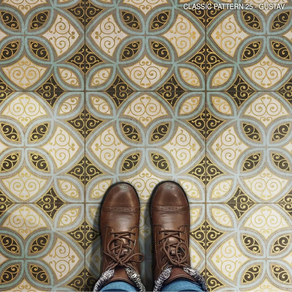 Pattern 25 "Gustav" Vinyl Floorcloth - Spicher & Co.