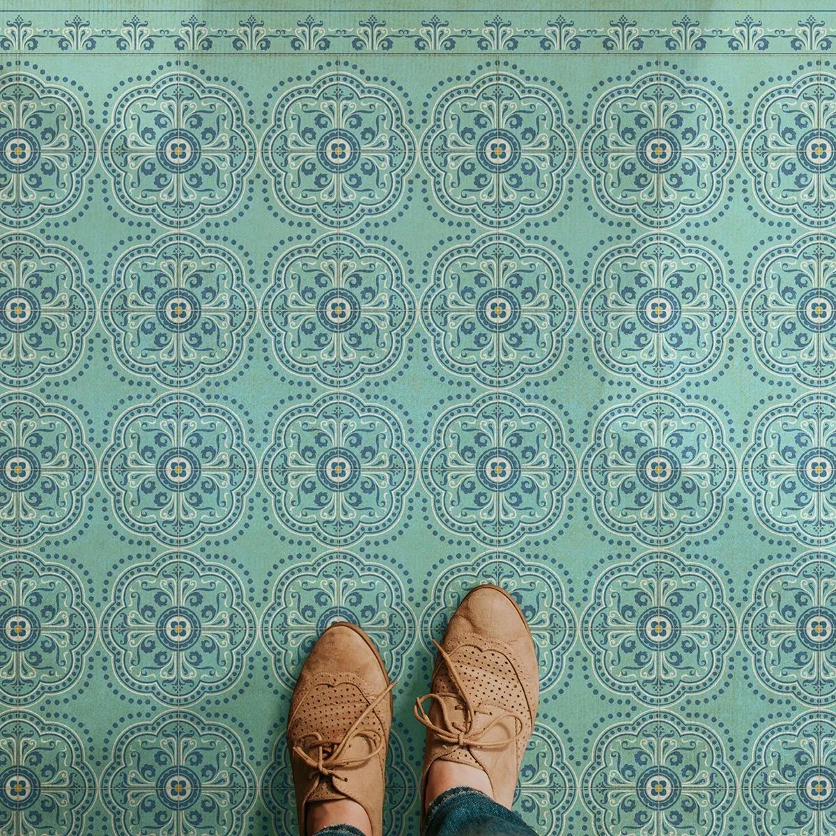 Pattern 28 "A Tranquil Heart" Vinyl Floorcloth - Spicher & Co.
