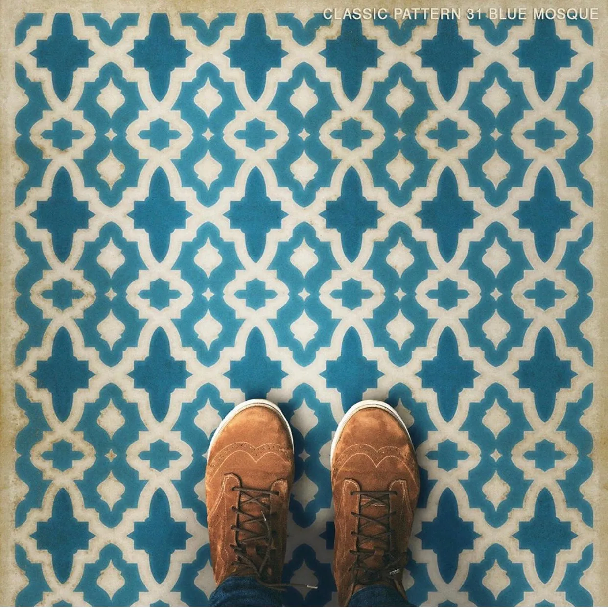 Pattern 31 "The Blue Mosque" Vinyl Floorcloth - Spicher & Co.