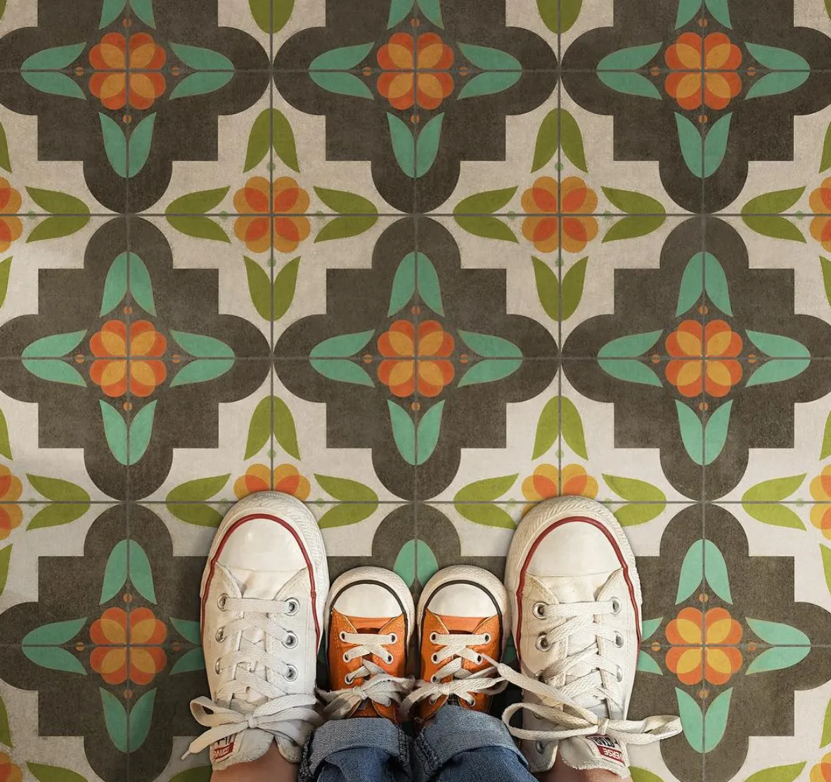 Pattern 33 "Anna's Garden" Vinyl Floorcloth - Spicher & Co.