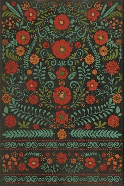Pattern 36 "A Garden to Walk In" Vinyl Floorcloth - Spicher & Co.