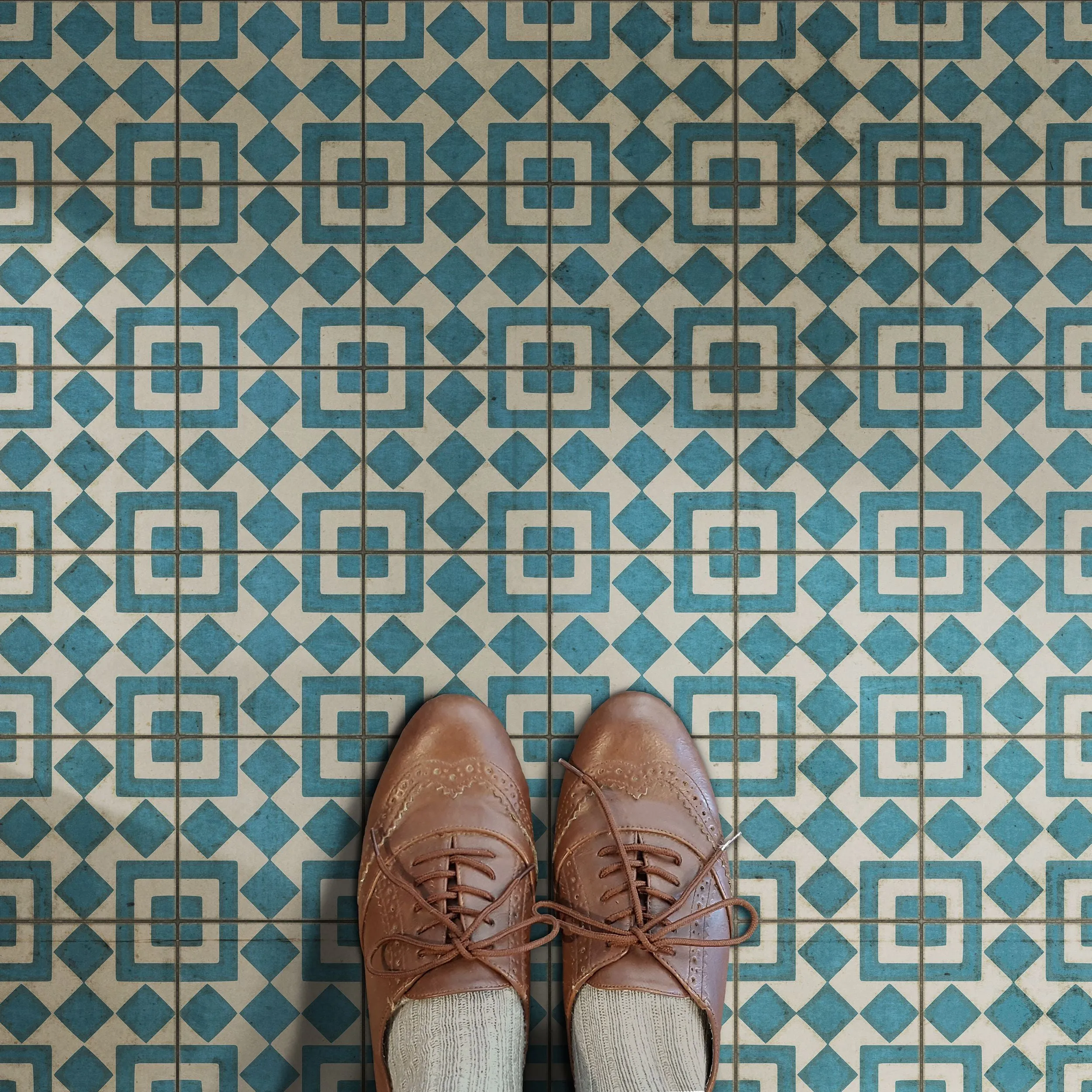 Pattern 37 "Helena" Vinyl Floorcloth - Spicher & Co.