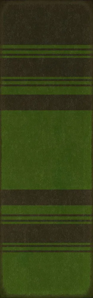 Pattern 50 "Organic Stripes Black and Green" Vinyl Floorcloth - Spicher & Co.