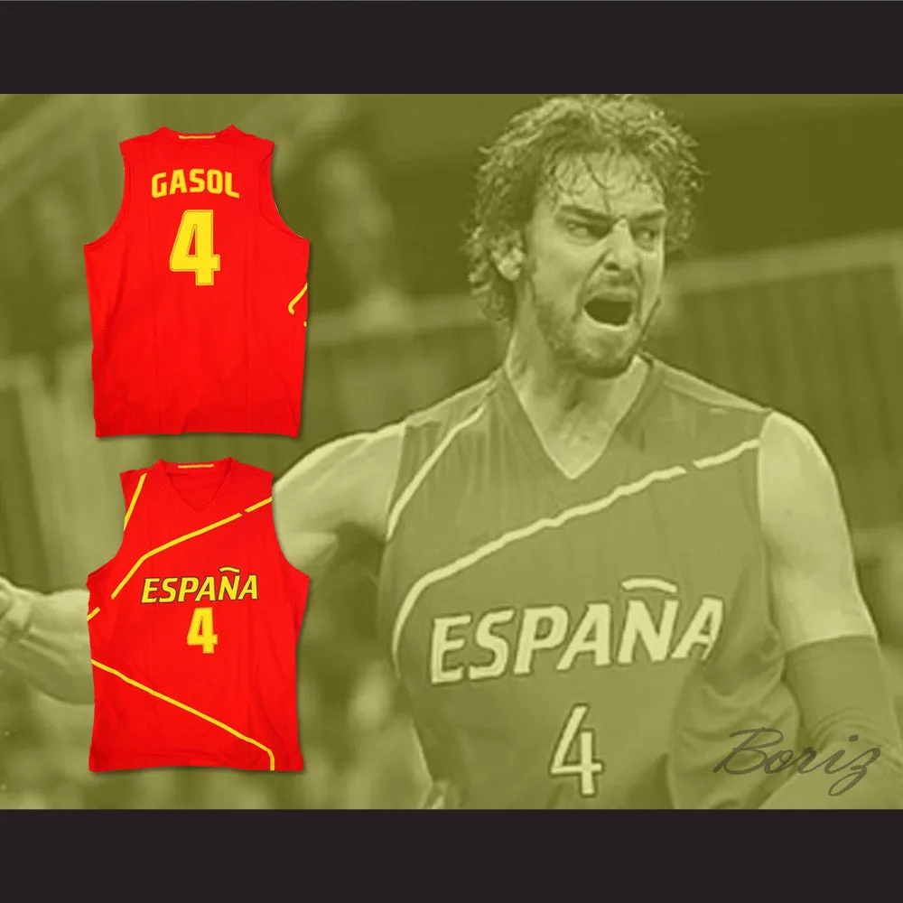 Pau Gasol 4 Espana Red Basketball Jersey