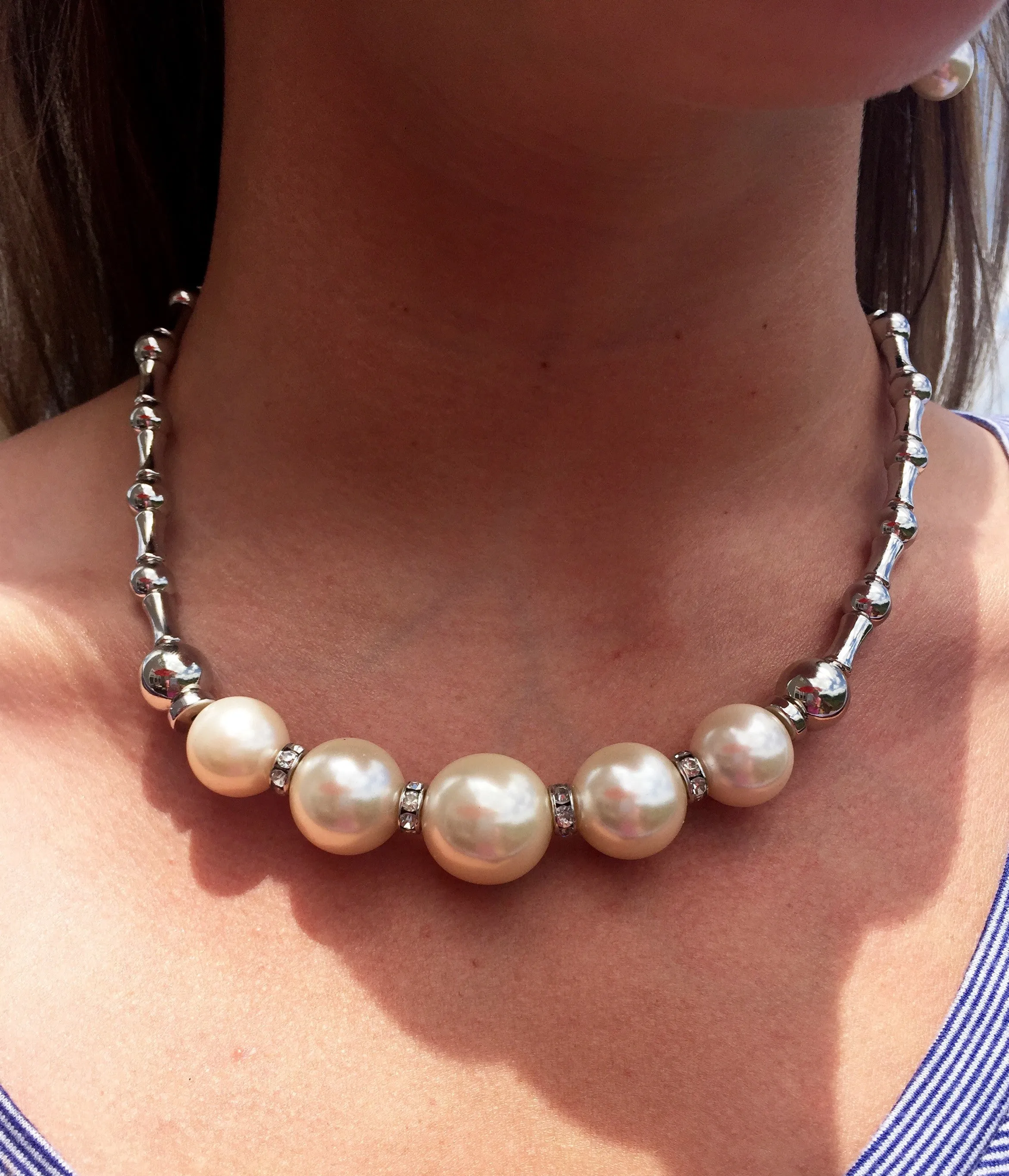Pearl Lightweight Fashion Necklace & Earrings Set