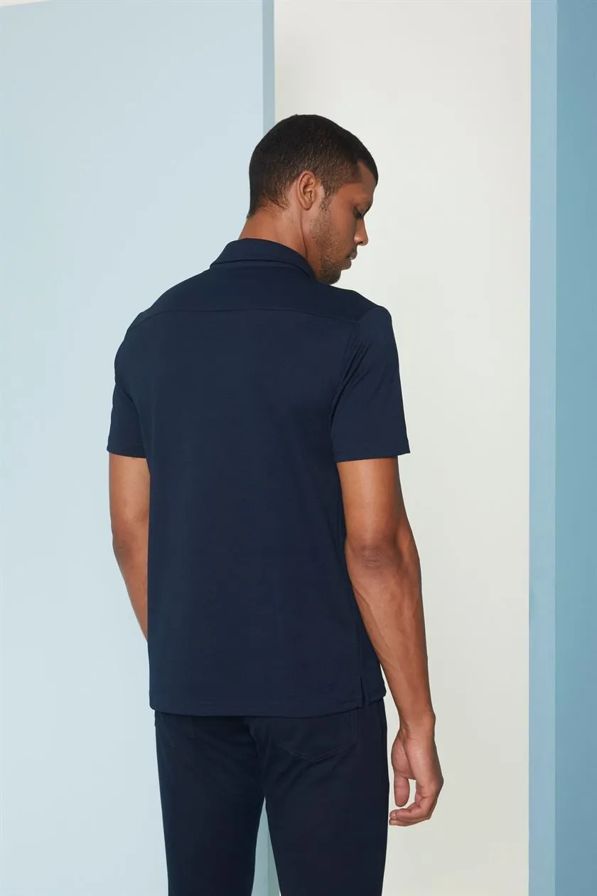 Perona   I   Mens-Thirts & Polos -Polos -Kenichi-Pma-Fv21-3002-Zip-Navy  AS7520
