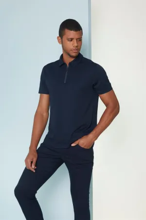 Perona   I   Mens-Thirts & Polos -Polos -Kenichi-Pma-Fv21-3002-Zip-Navy  AS7520
