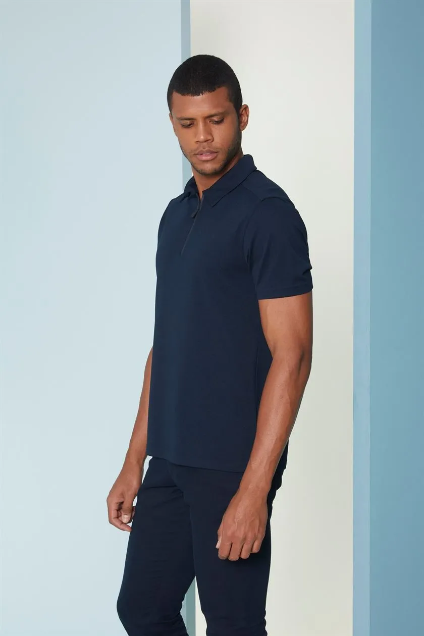Perona   I   Mens-Thirts & Polos -Polos -Kenichi-Pma-Fv21-3002-Zip-Navy  AS7520