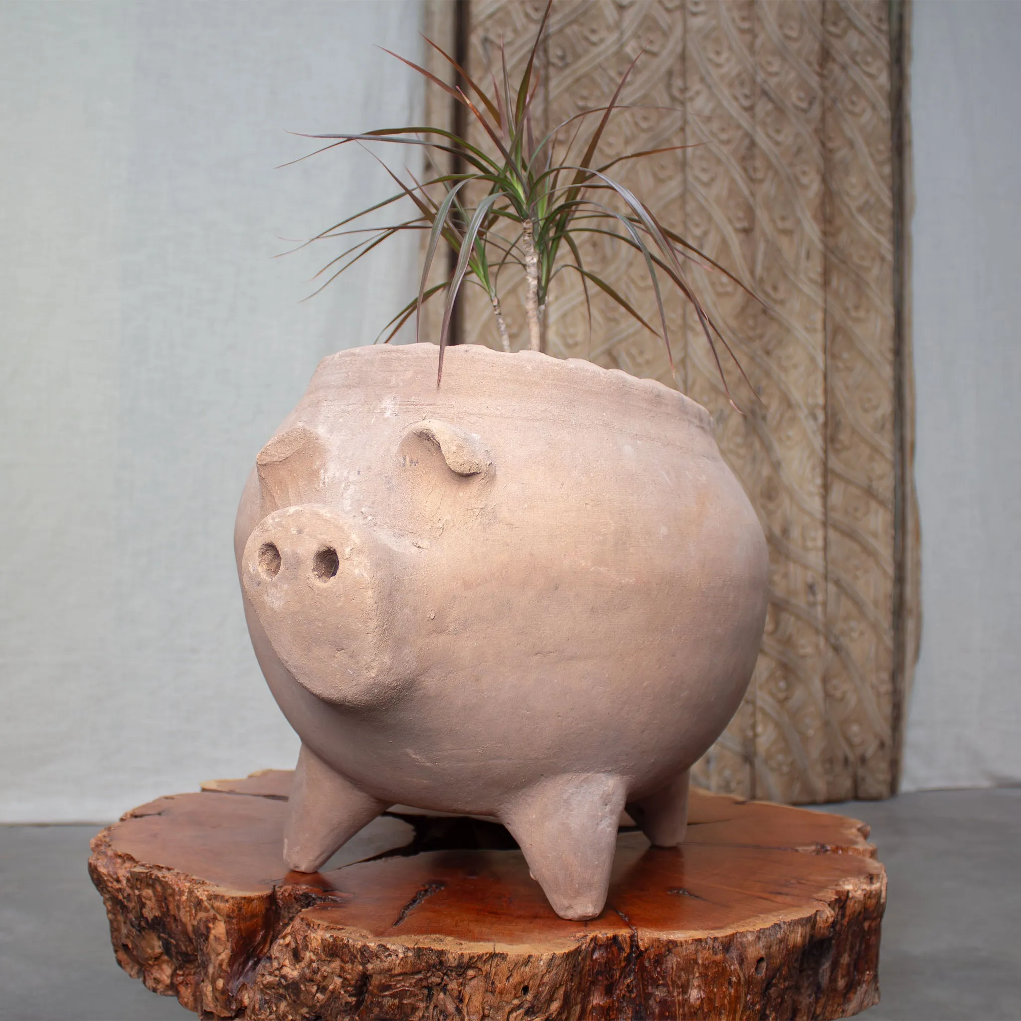 Piggy Planter. Vintage Terracotta Pot.
