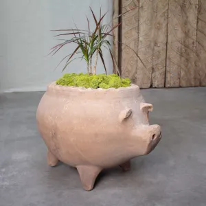 Piggy Planter. Vintage Terracotta Pot.