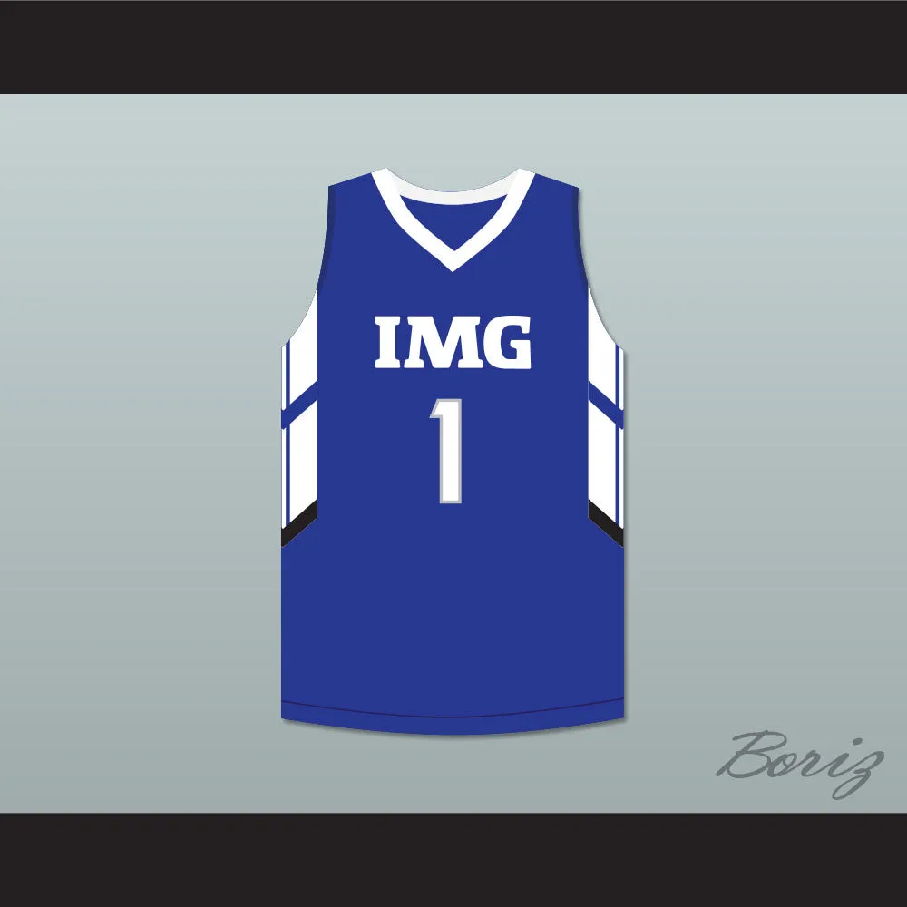 Player 1 IMG Academy Blue Basketball Jersey