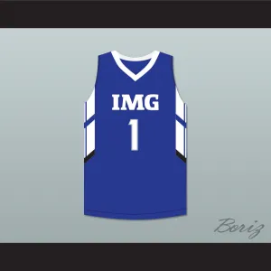 Player 1 IMG Academy Blue Basketball Jersey