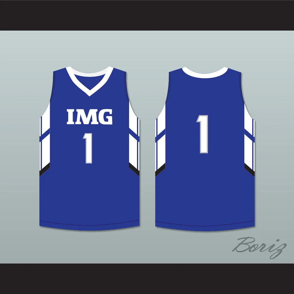 Player 1 IMG Academy Blue Basketball Jersey