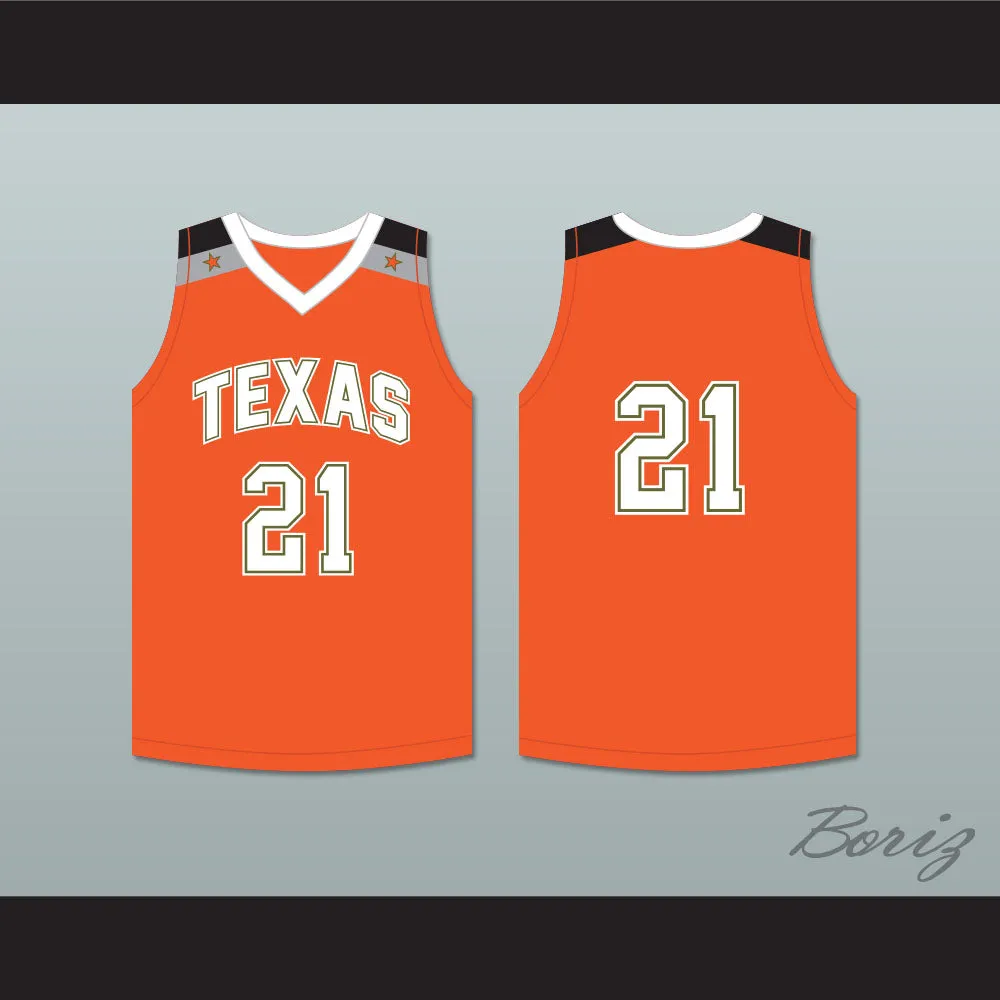 Player 21 Texas D1 Ambassadors AAU Orange Basketball Jersey 1