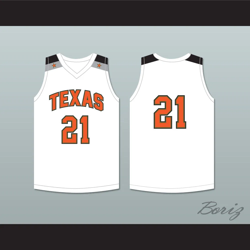 Player 21 Texas D1 Ambassadors AAU White Basketball Jersey 1