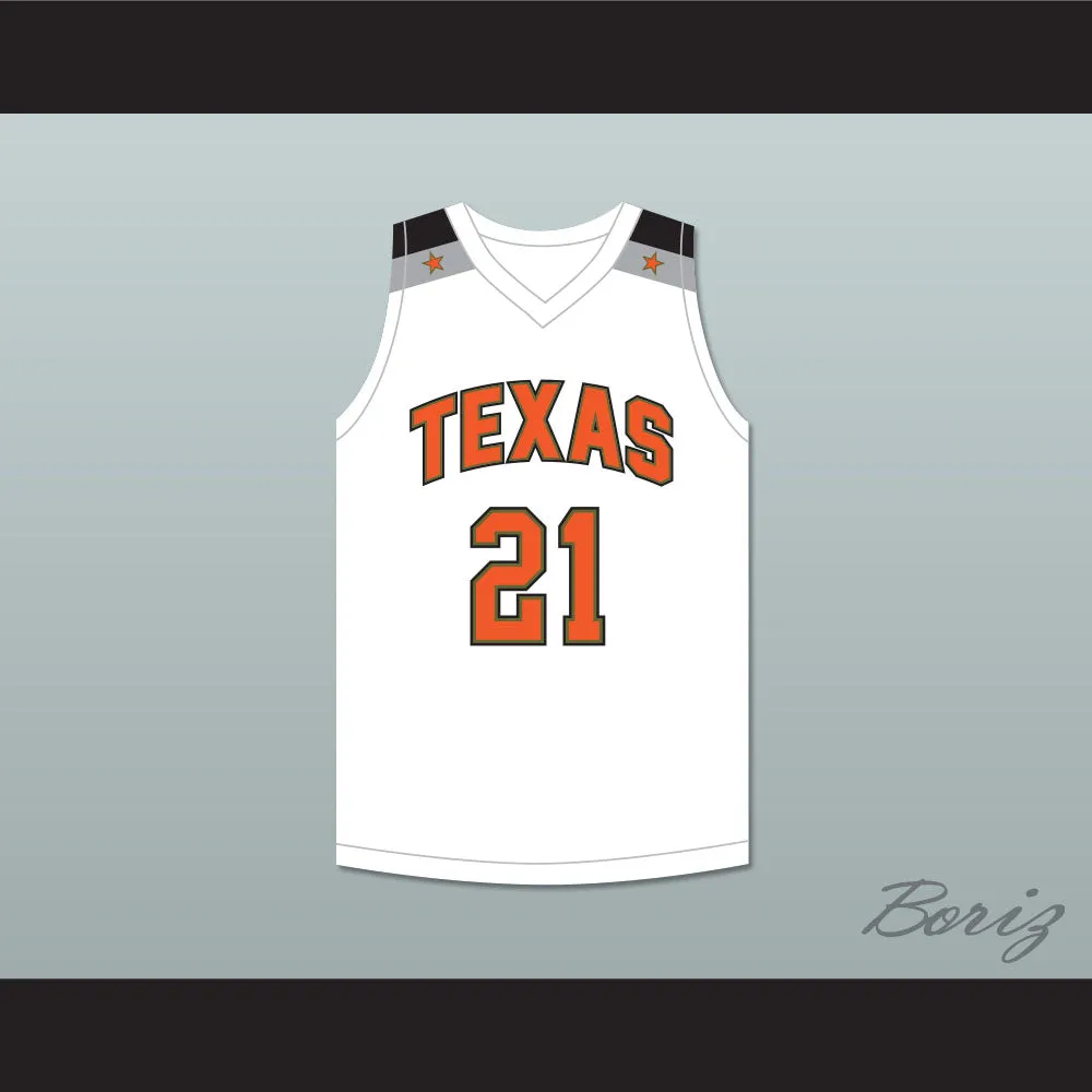 Player 21 Texas D1 Ambassadors AAU White Basketball Jersey 1