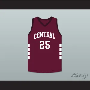 Player 25 Bristol Central Rams Maroon Basketball Jersey