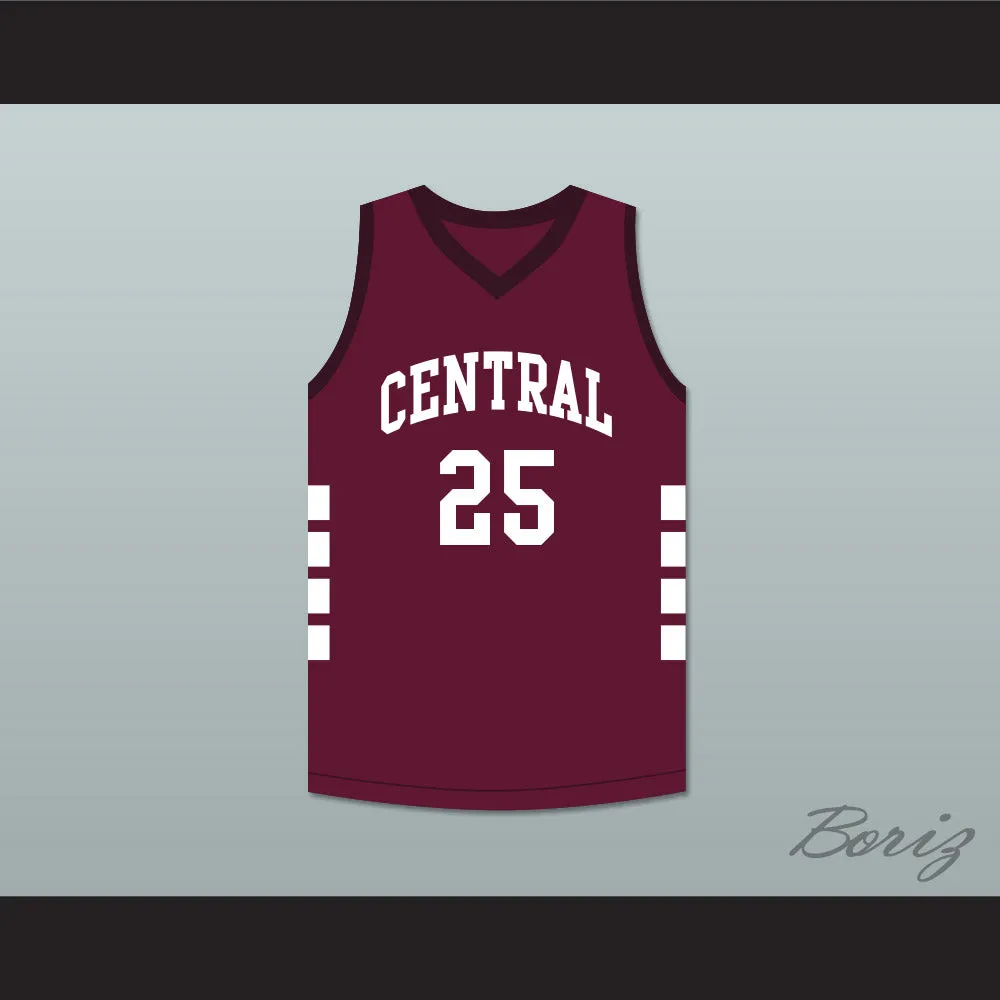 Player 25 Bristol Central Rams Maroon Basketball Jersey