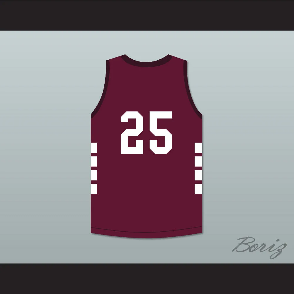Player 25 Bristol Central Rams Maroon Basketball Jersey