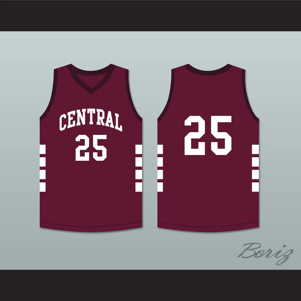 Player 25 Bristol Central Rams Maroon Basketball Jersey