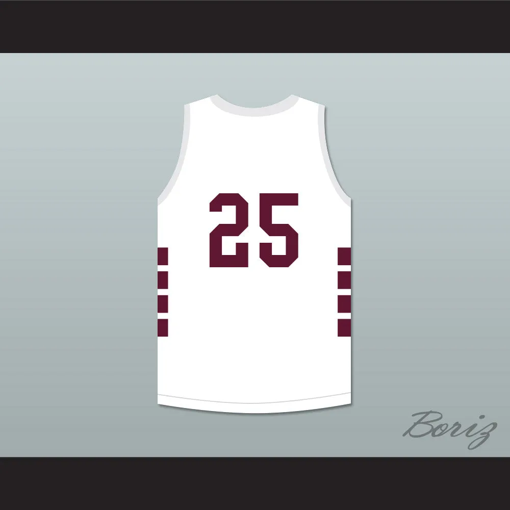 Player 25 Bristol Central Rams White Basketball Jersey