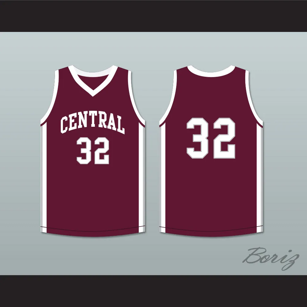 Player 32 Bristol Central Rams Maroon Basketball Jersey