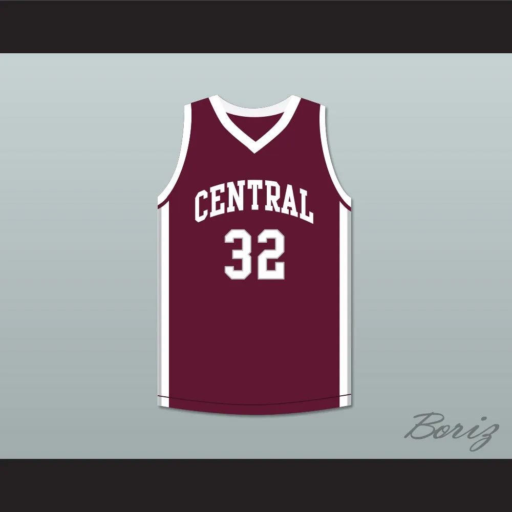 Player 32 Bristol Central Rams Maroon Basketball Jersey
