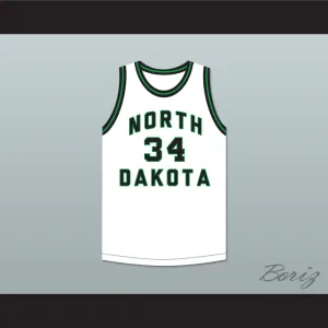 Player 34 North Dakota Fighting Hawks White Basketball Jersey