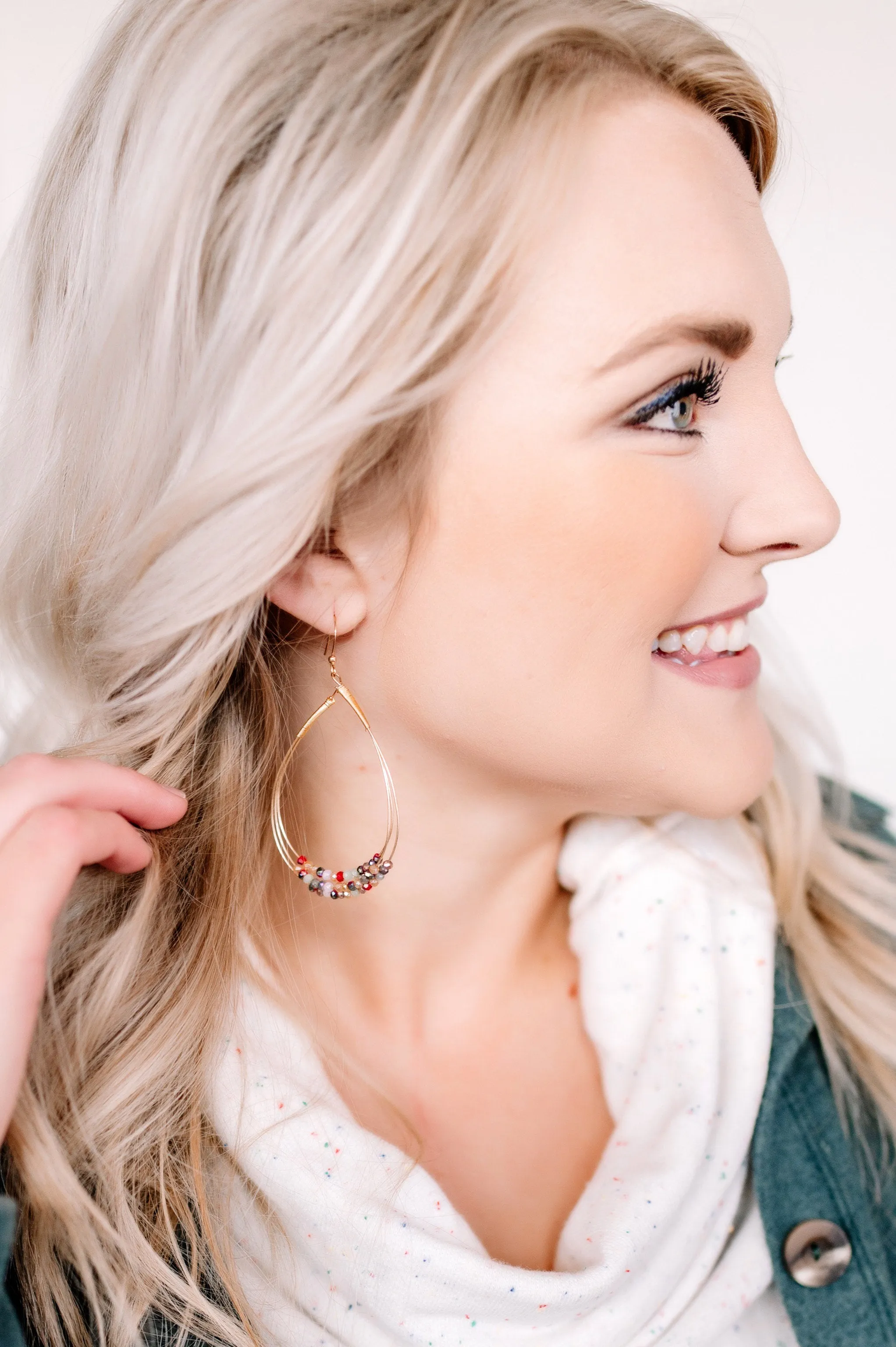 Poetry In Motion Beaded Teardrop Hoops