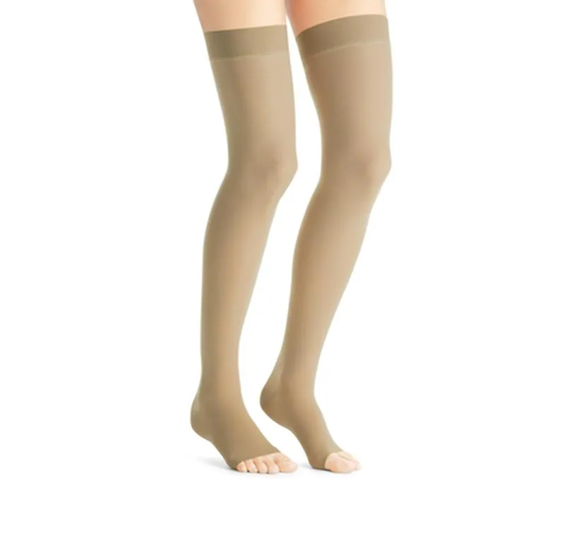 PR/1 JOBST ULTRASHEER WOMEN, THIGH HIGH W/SIL DOT BAND, 15-20MMHG, MD, NATURAL, OPEN TOE