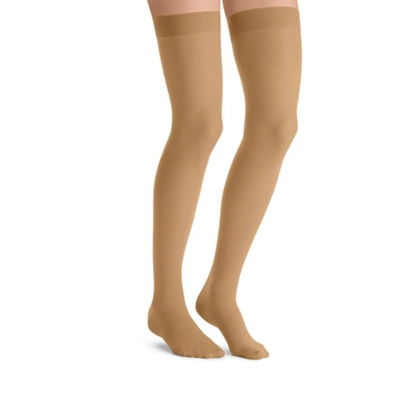 PR/1 JOBST ULTRASHEER WOMEN, THIGH HIGH W/SIL DOT BAND, 15-20MMHG, XL, SUNTAN, CLOSED TOE