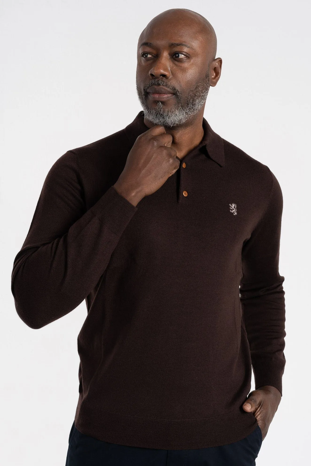 Pringle Gary Long Sleeve Knitwear Golfer Brown