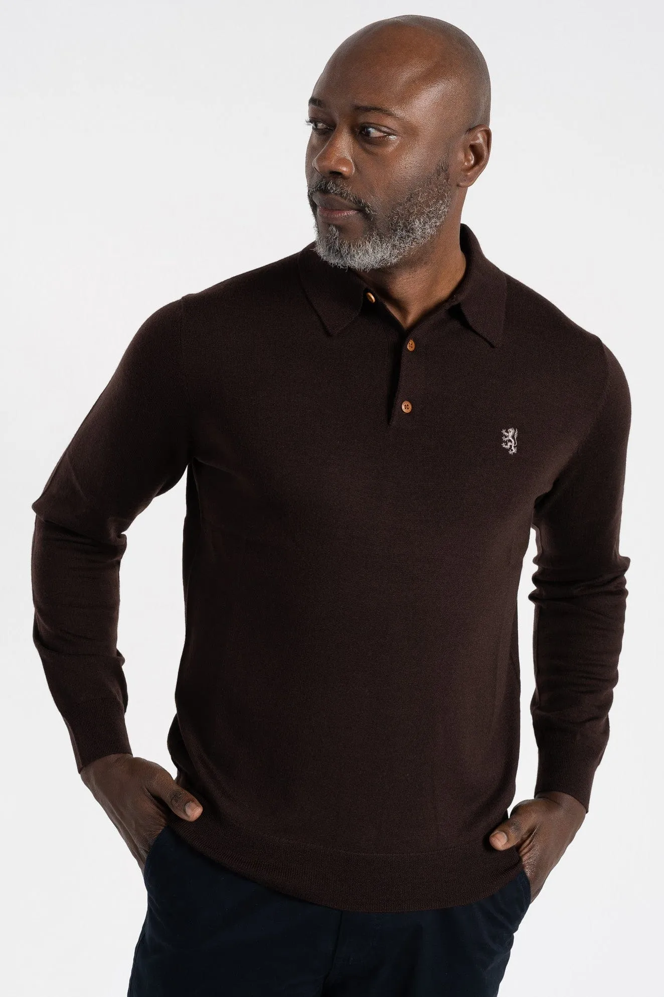 Pringle Gary Long Sleeve Knitwear Golfer Brown
