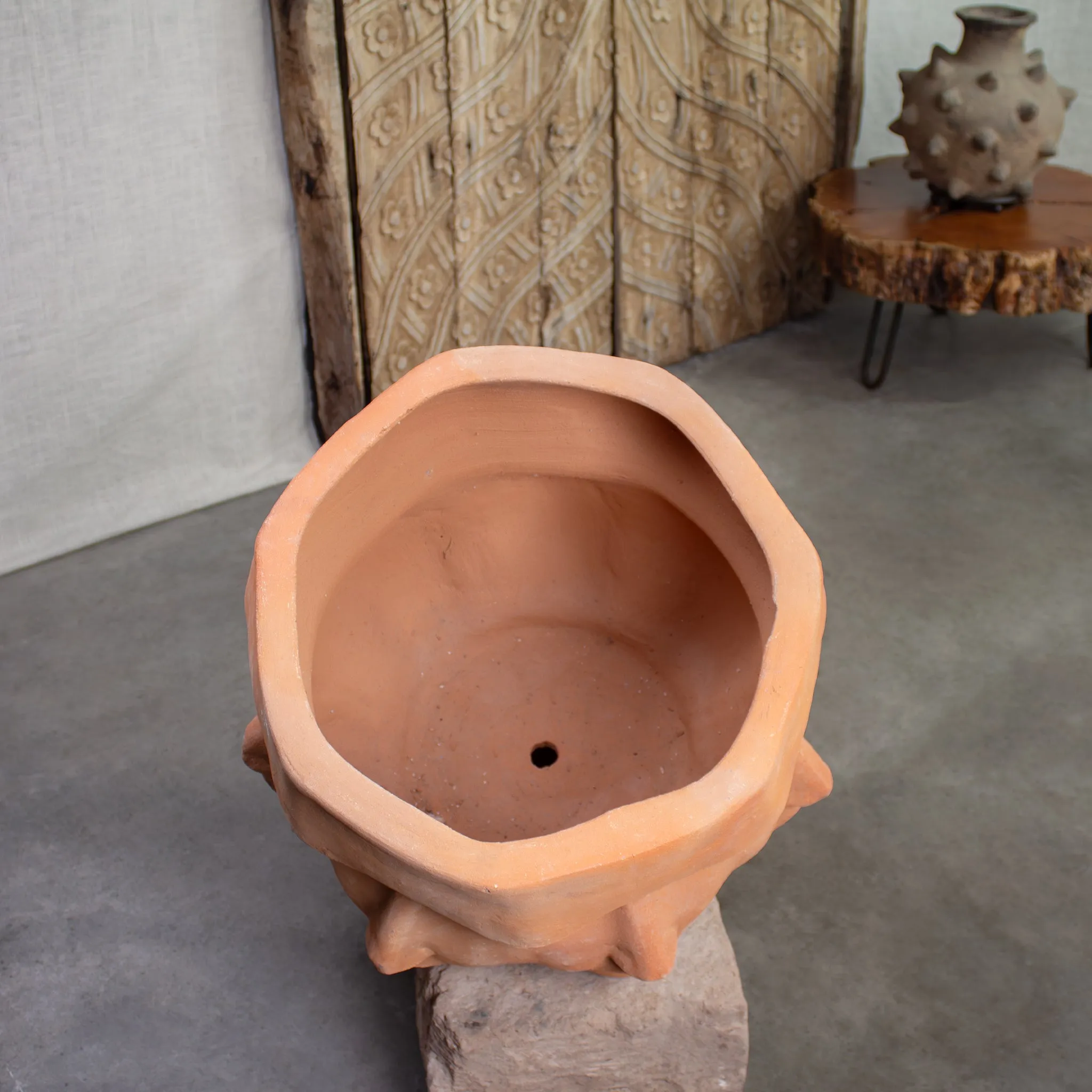 Prometheus Planter. Vintage Terracotta Large Pot.